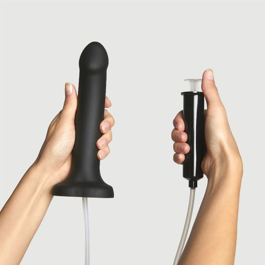 Squirting Cum Dildo Black | Silicone Ejaculating Dildo with Syringe