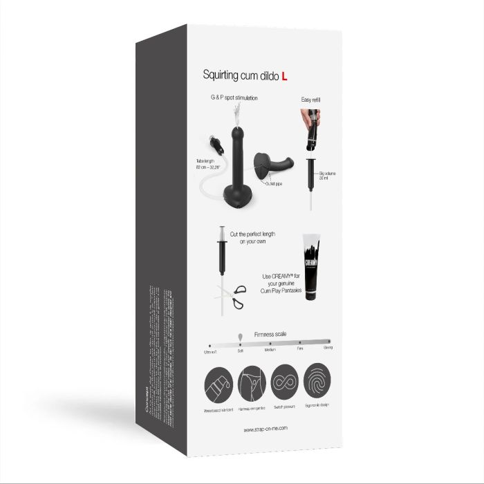 Squirting Cum Dildo Black | Silicone Ejaculating Dildo with Syringe